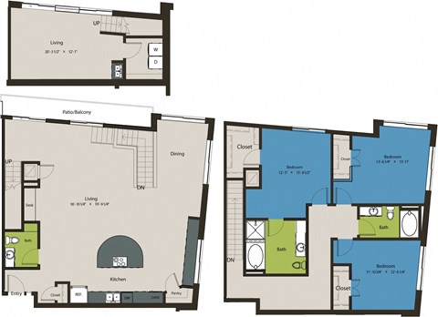 Floor plan for 3 beds, 2.5 baths, 2637 sqft