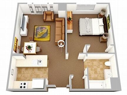 Floor plan for 1 bed, 1.5 baths, 1780 sqft
