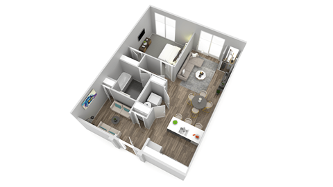 Floor plan for 1 bed, 1 bath, 800 sqft