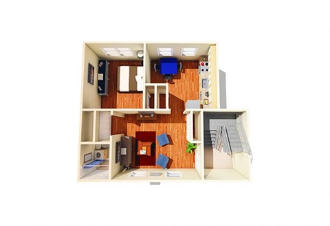 Floor plan for 1 bed, 1 bath