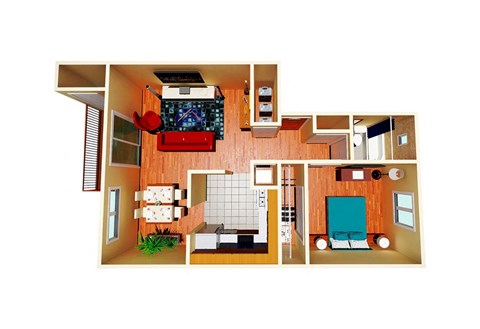 Floor plan for 1 bed, 1 bath, 825 sqft