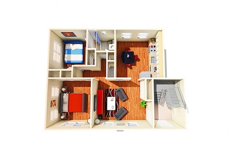 Floor plan for 2 beds, 1 bath