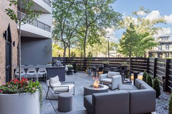 Outdoor lounge with grill & fire pit