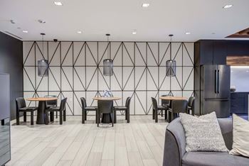 Reservable resident lounge with gourmet kitchen