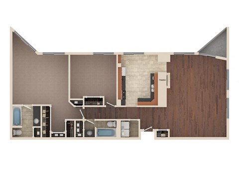 Floor plan for 2 beds, 2 baths, 1580 sqft
