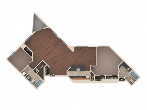 Floor plan for 2 beds, 2 baths, 1531 sqft