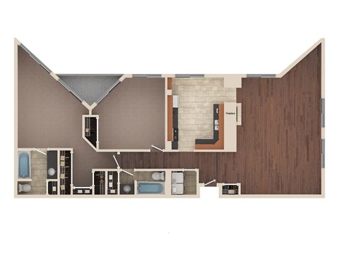 Floor plan for 2 beds, 2 baths, 1580 sqft