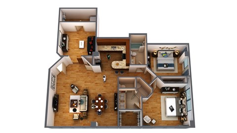 Floor plan for 3 beds, 2 baths, 1646 sqft