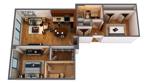 Floor plan for 2 beds, 2 baths, 1025 sqft