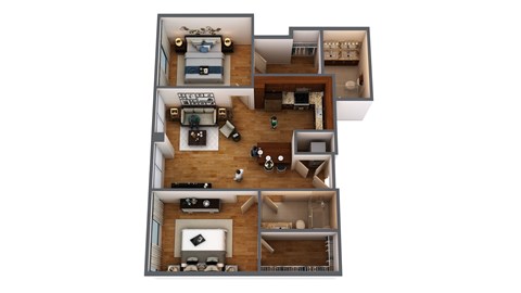 Floor plan for 2 beds, 2 baths, 1121 sqft