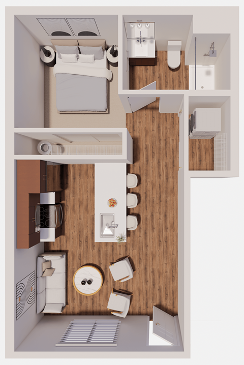 Floor plan for studio, 1 bath, 549 sqft