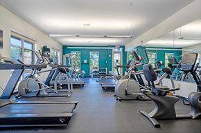 Wauwatosa apartment for rent - A gym with treadmills and exercise bikes.
