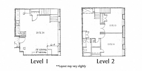 Floor plan for 2 beds, 1 bath, 1310 sqft