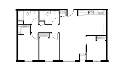 Floor plan for 3 beds, 2 baths, 1152 sqft