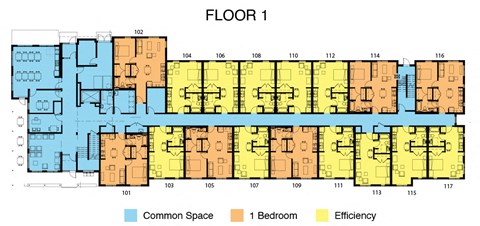 Floor plan for studio, 1 bath, 428 sqft