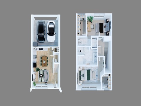 Floor plan for 2 beds, 1.5 baths, 1329 sqft