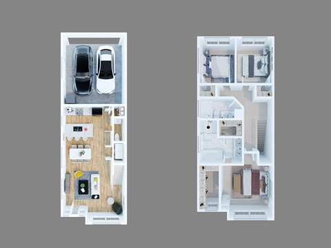 Floor plan for 3 beds, 2.5 baths, 1495 sqft