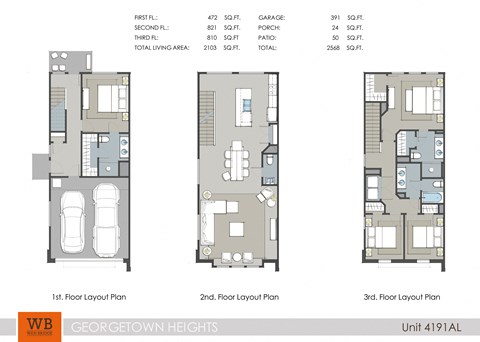 Floor plan for 4 beds, 3.5 baths, 2103 sqft