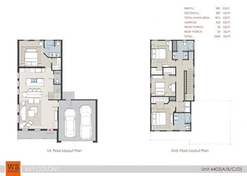 Floor plan for 4 beds, 3.5 baths, 1876 sqft
