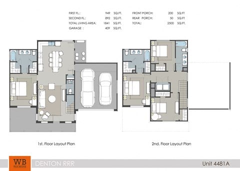 Floor plan for 4 beds, 3.5 baths, 1861 sqft