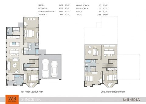 Floor plan for 4 beds, 3.5 baths, 2628 sqft