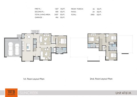 Floor plan for 4 beds, 3.5 baths, 2482 sqft