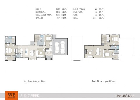 Floor plan for 4 beds, 3.5 baths, 2589 sqft