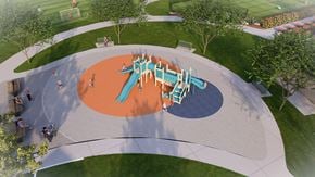 Lewisville townhouse for rent - A playground with a slide and swings.