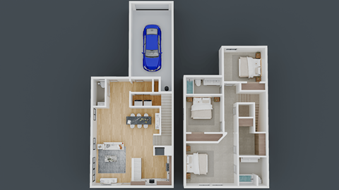 Floor plan for 3 beds, 2.5 baths, 1650 sqft