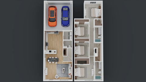 Floor plan for 4 beds, 2.5 baths, 1620 sqft