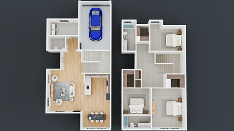 Floor plan for 3 beds, 2.5 baths, 1650 sqft