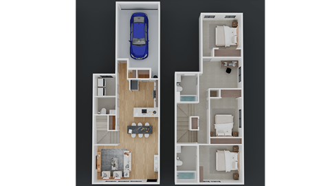 Floor plan for 3 beds, 2.5 baths, 1648 sqft