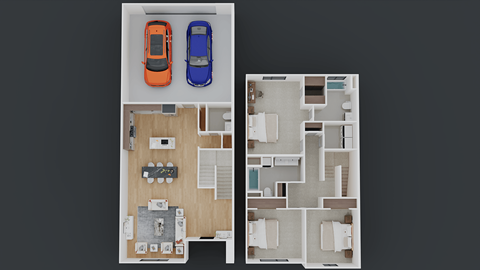 Floor plan for 3 beds, 2.5 baths, 1679 sqft