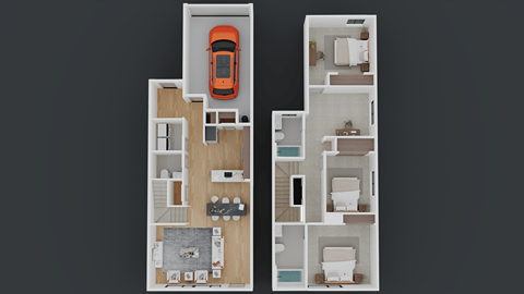 Floor plan for 3 beds, 2.5 baths, 1705 sqft