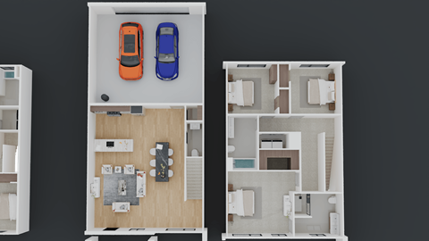 Floor plan for 3 beds, 2.5 baths, 1598 sqft