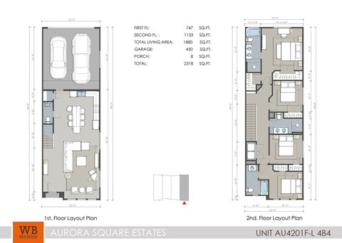 Floor plan for 4 beds, 3.5 baths, 1880 sqft