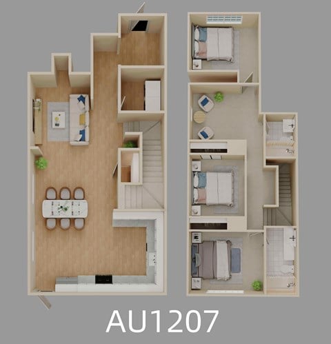 Floor plan for 3 beds, 2.5 baths, 1706 sqft