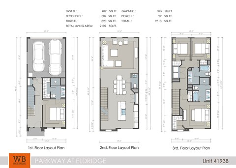 Floor plan for 4 beds, 3.5 baths, 2109 sqft