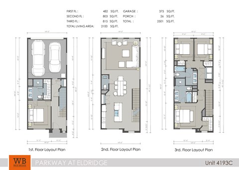 Floor plan for 4 beds, 3.5 baths, 2100 sqft