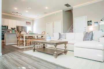 Montgomery townhouse for rent - A modern kitchen with a dining table and chairs.