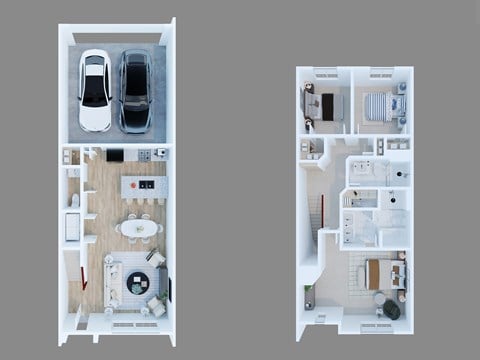 Floor plan for 3 beds, 2.5 baths, 1540 sqft