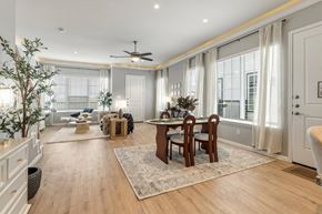 New Braunfels townhouse for rent - A well-lit, spacious dining area with a table set for six.