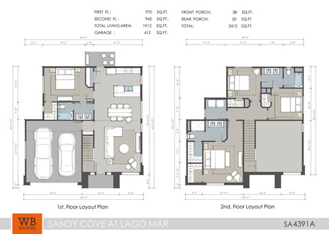 Floor plan for 4 beds, 3 baths, 1899 sqft