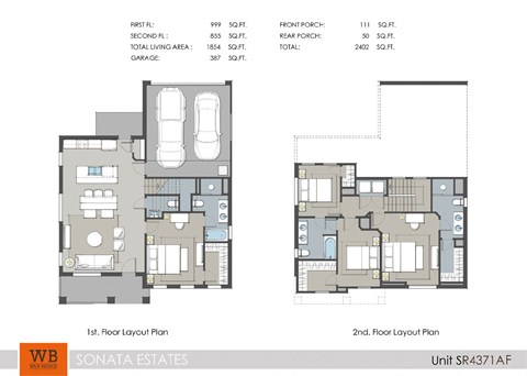 Floor plan for 4 beds, 3.5 baths, 1854 sqft