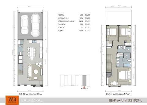 Floor plan for 3 beds, 2.5 baths, 1441 sqft