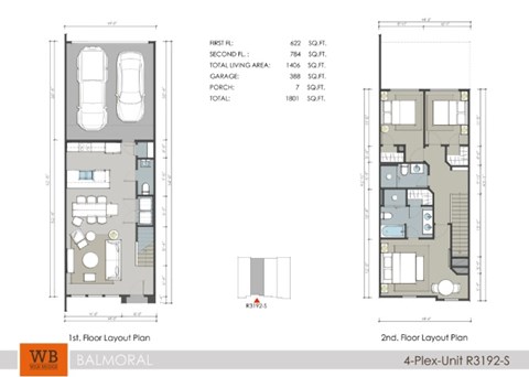 Floor plan for 3 beds, 2.5 baths, 1469 sqft