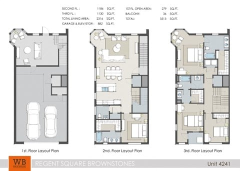 Floor plan for 4 beds, 3.5 baths, 2316 sqft