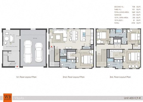 Floor plan for 4 beds, 3.5 baths, 1955 sqft