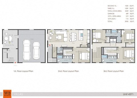 Floor plan for 4 beds, 3.5 baths, 2029 sqft