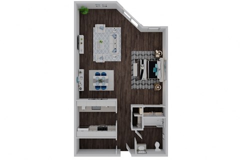 Floor plan for studio, 1 bath